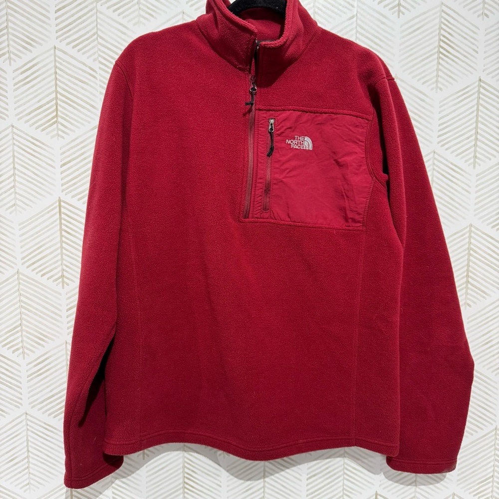 THE NORTH FACE Maroon Red 1/4 ZIP FLEECE PULLOVER JACKET Medium‎ MEN'S